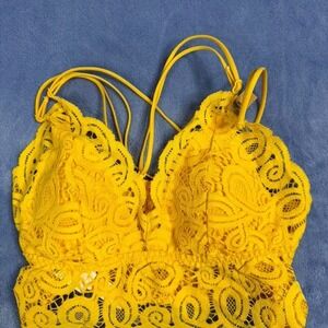 Victoria's Secret yellow lace crop top Size S